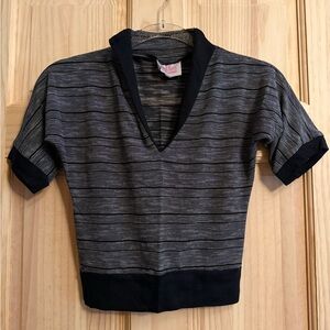 Freddies of Pinewood Retro Striped Black and Gray V Top